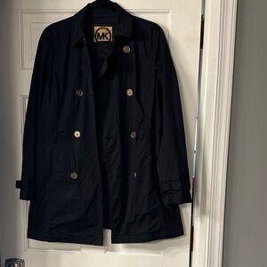 Michael Kors Black Trench Coat with Gold Buttons